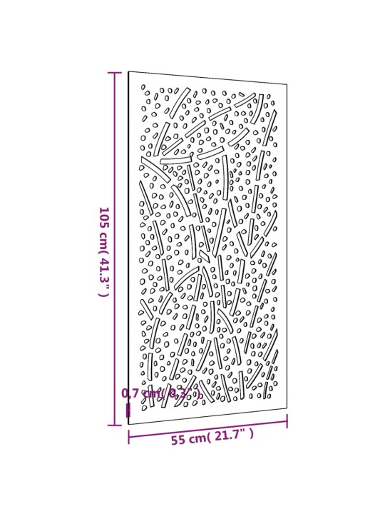 Puutarhaseinäkoriste 105x55 cm corten teräs lehtikuvio