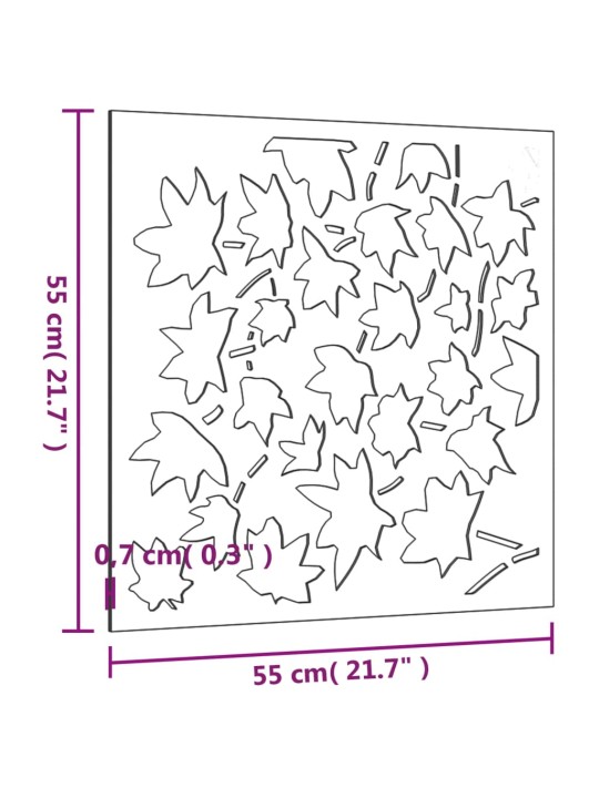 Puutarhaseinäkoriste 55x55 cm corten teräs vaahteranlehtikuvio