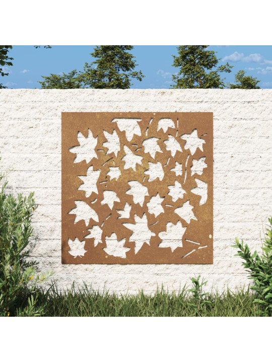 Puutarhaseinäkoriste 55x55 cm corten teräs vaahteranlehtikuvio