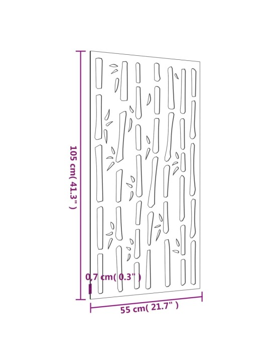 Puutarhaseinäkoriste 105x55 cm corten teräs bambukuvio