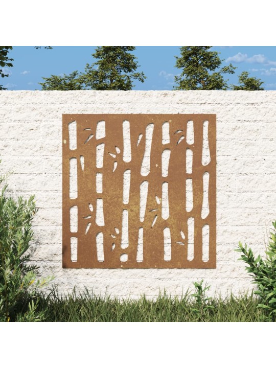 Puutarhaseinäkoriste 55x55 cm corten teräs bambukuvio