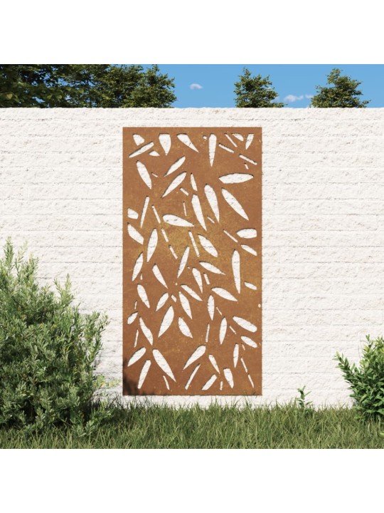 Puutarhaseinäkoriste 105x55 cm corten teräs bambunlehtikuvio