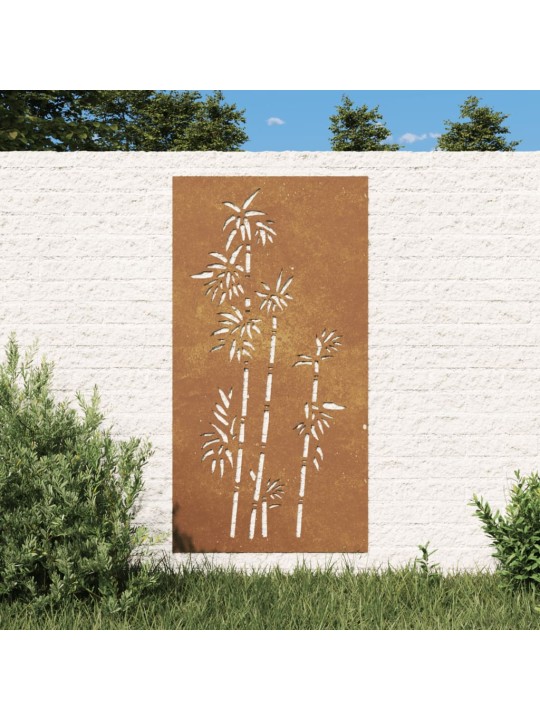 Puutarhaseinäkoriste 105x55 cm corten teräs bambukuvio