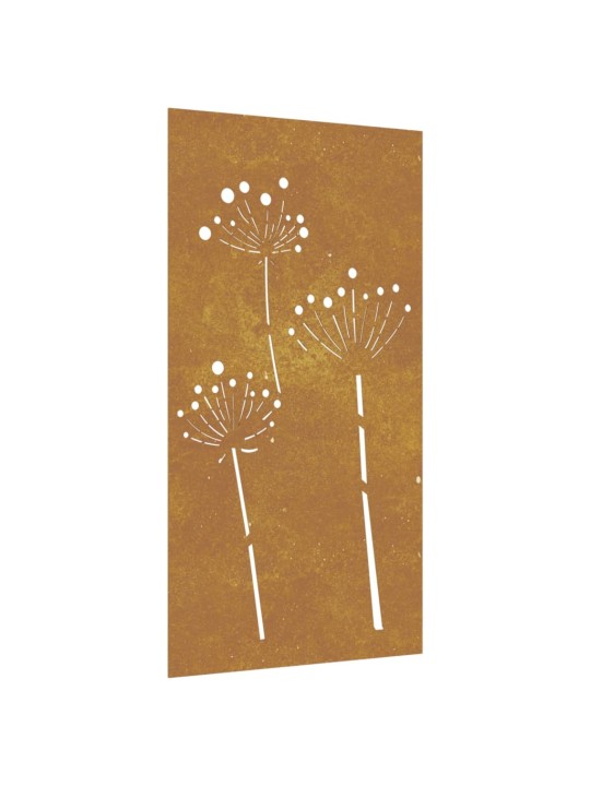 Puutarhaseinäkoriste 105x55 cm corten teräs kukkakuvio