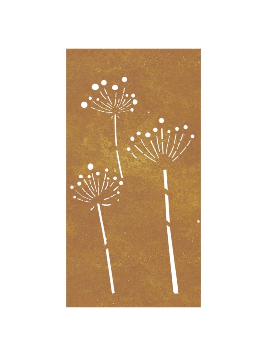 Puutarhaseinäkoriste 105x55 cm corten teräs kukkakuvio