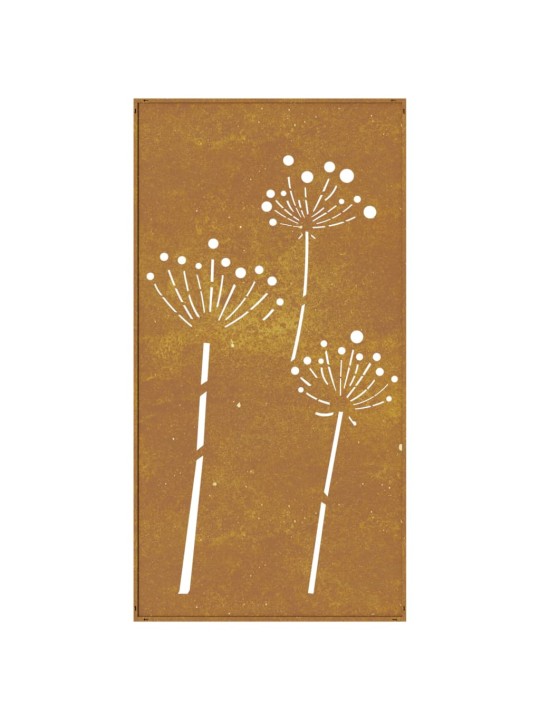 Puutarhaseinäkoriste 105x55 cm corten teräs kukkakuvio