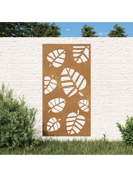 Puutarhaseinäkoriste 105x55 cm corten teräs lehtikuvio