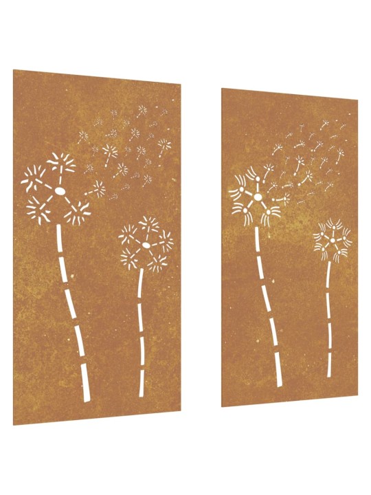 Puutarhaseinäkoristeet 2 kpl 105x55 cm corten teräs kukkakuvio