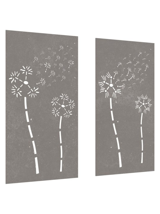 Puutarhaseinäkoristeet 2 kpl 105x55 cm corten teräs kukkakuvio