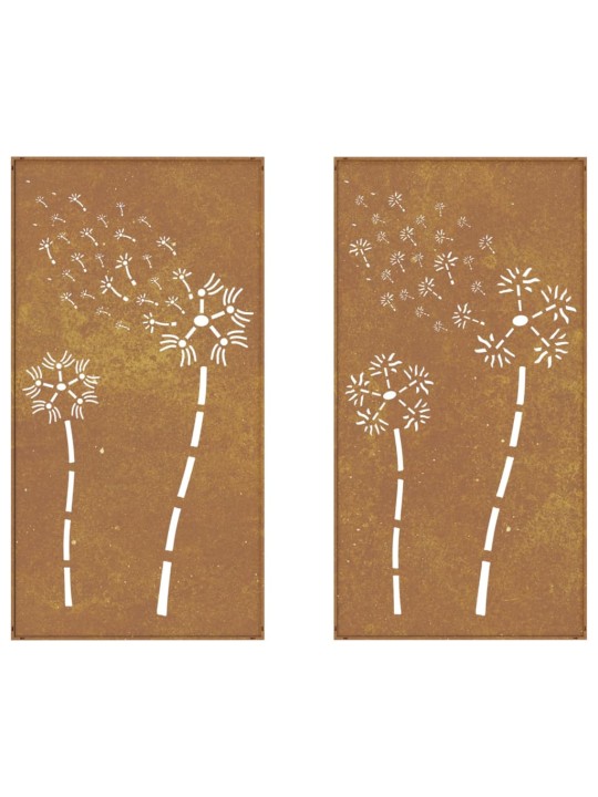 Puutarhaseinäkoristeet 2 kpl 105x55 cm corten teräs kukkakuvio