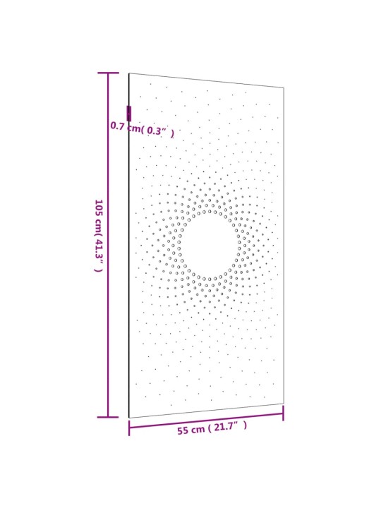 Puutarhaseinäkoriste 105x55 cm corten teräs aurinkokuvio