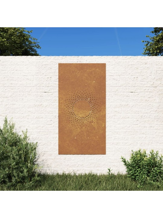 Puutarhaseinäkoriste 105x55 cm corten teräs aurinkokuvio