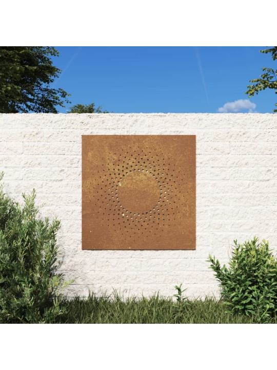 Puutarhaseinäkoriste 55x55 cm corten teräs aurinkokuvio