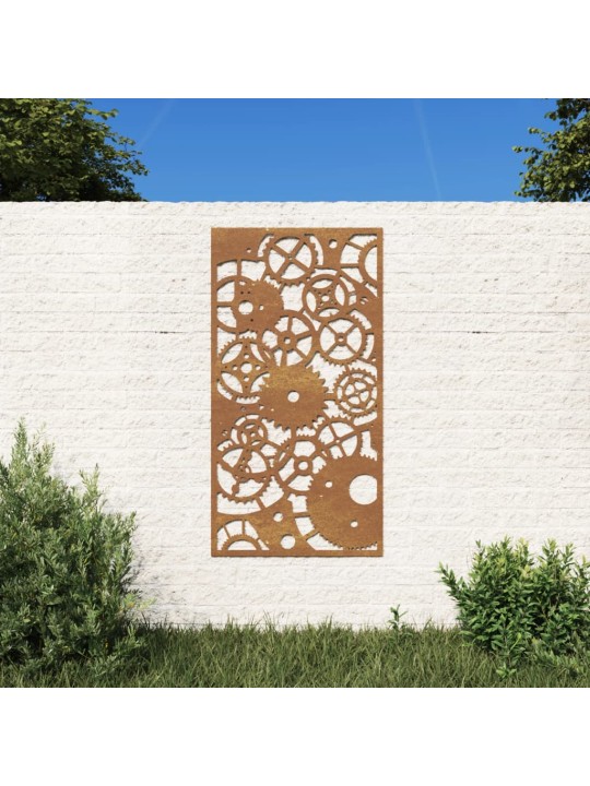 Puutarhaseinäkoriste 105x55 cm corten teräs rataskuvio