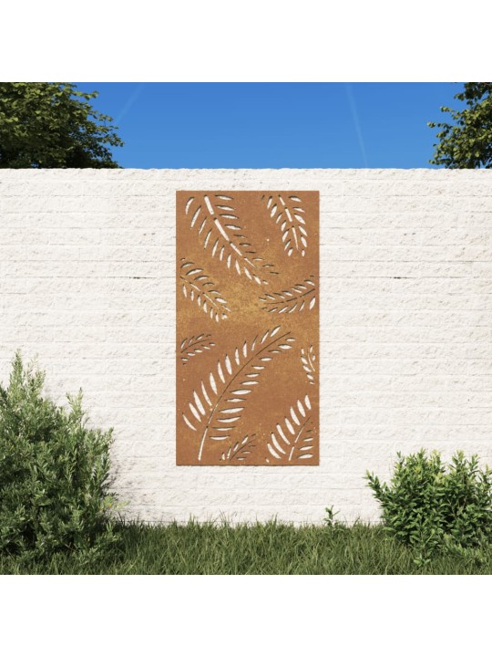 Puutarhaseinäkoriste 105x55 cm corten teräs lehtikuvio