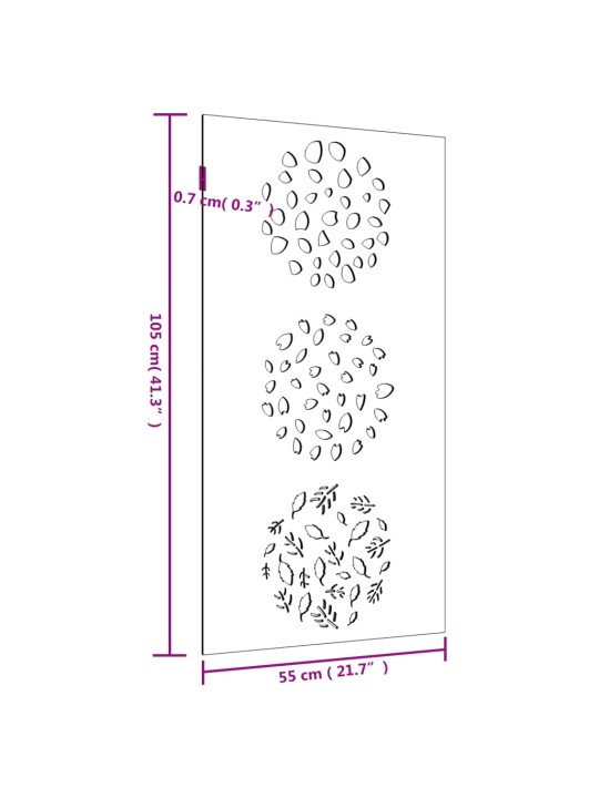 Puutarhaseinäkoriste 105x55 cm corten teräs lehtikuvio