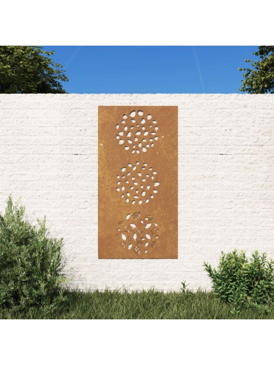 Puutarhaseinäkoriste 105x55 cm corten teräs lehtikuvio