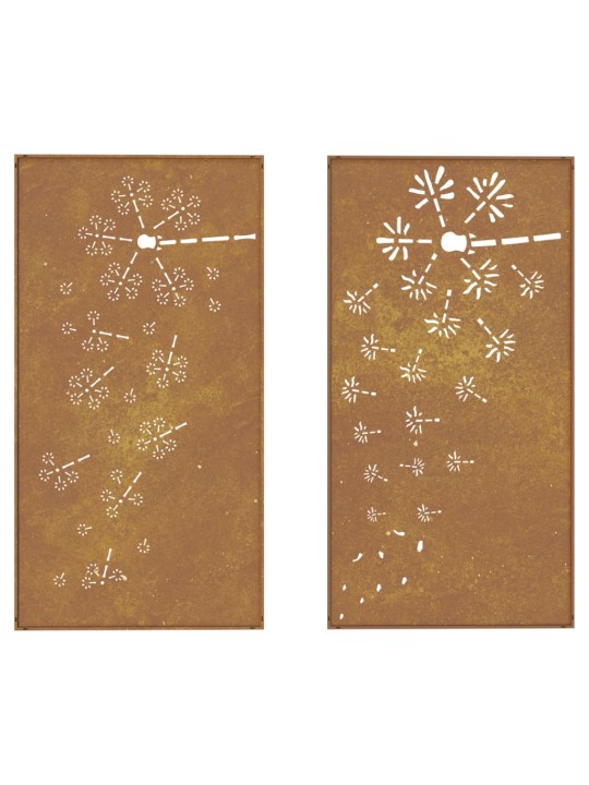 Puutarhaseinäkoristeet 2 kpl 105x55 cm corten teräs kukkakuvio