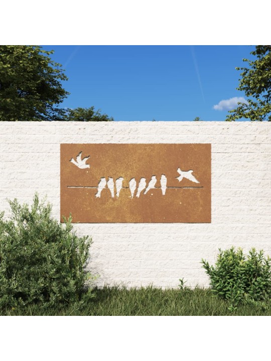 Puutarhaseinäkoriste 105x55 cm corten teräs lintukuvio