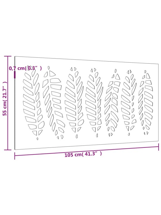 Puutarhaseinäkoriste 105x55 cm corten teräs lehtikuvio