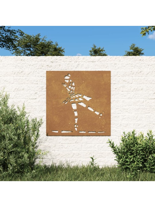 Puutarhaseinäkoriste 55x55 cm corten teräs balettitanssijakuvio