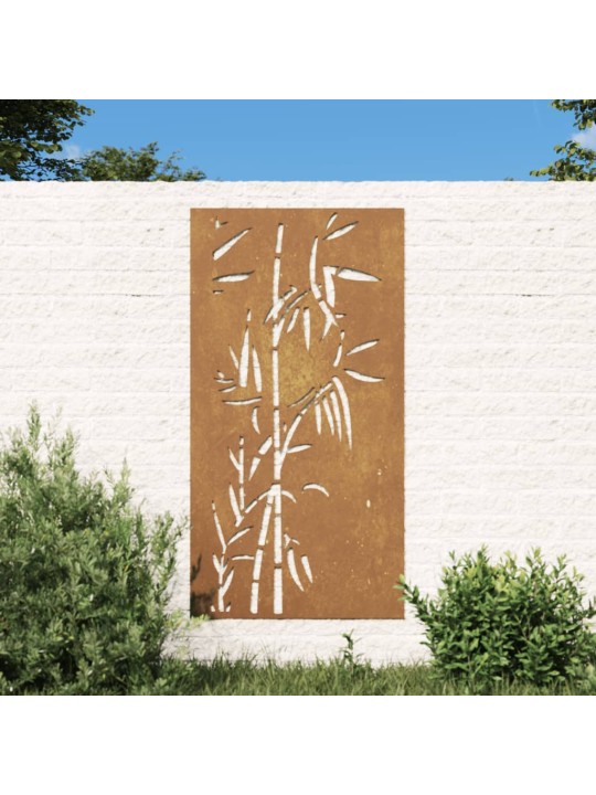 Puutarhaseinäkoriste 105x55 cm corten teräs bambukuvio