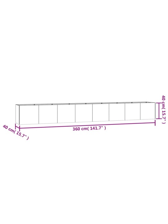 Korotettu kukkalaatikko 360x40x40 cm Corten teräs