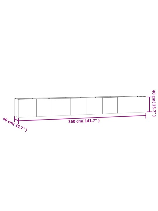 Korotettu kukkalaatikko 360x40x40 cm Corten teräs