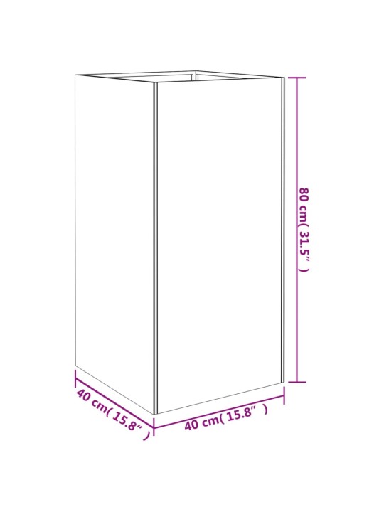 Kukkalaatikko 40x40x80 cm Corten teräs