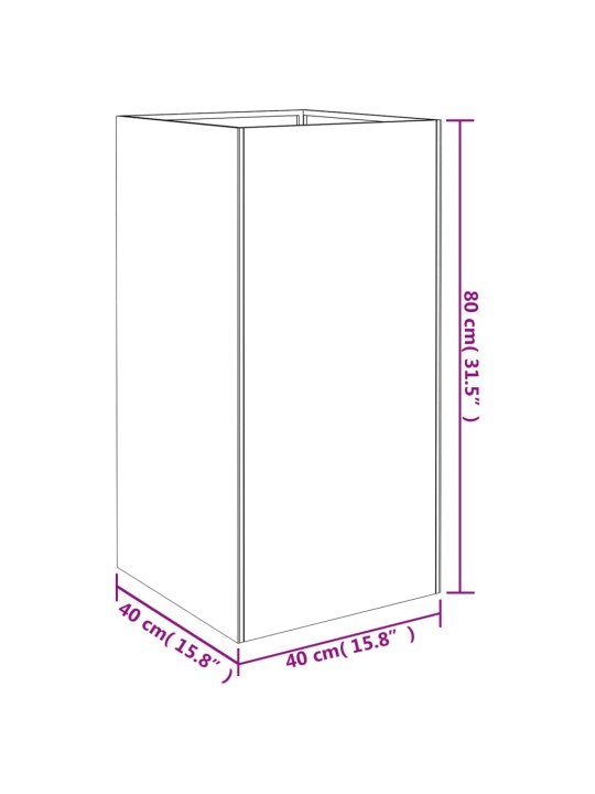 Kukkalaatikko 40x40x80 cm Corten teräs