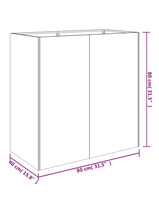 Kukkalaatikko 80x40x80 cm Corten teräs