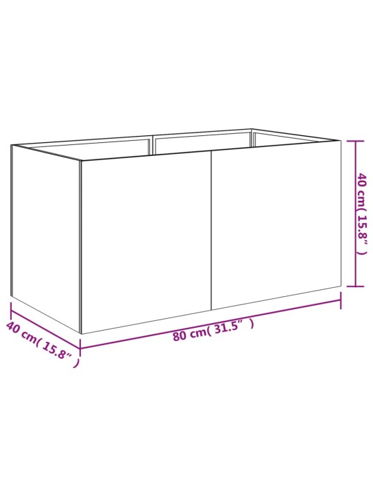 Kukkalaatikko 80x40x40 cm Corten teräs