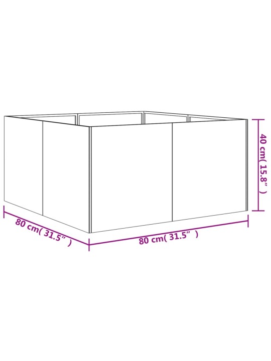 Kukkalaatikko 80x80x40 cm Corten teräs