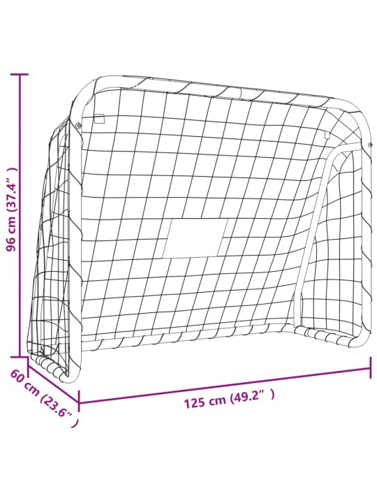 Jalkapallomaali verkolla valk. 125x96x60 cm teräs/polyesteri
