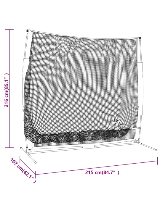 Kannettava pesäpalloverkko mustapunainen 215x107x216 cm