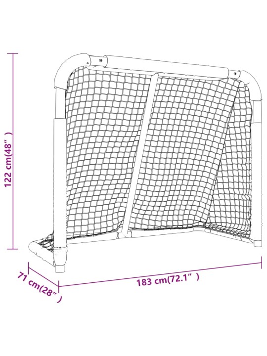 Jääkiekkomaali punavalkoinen 183x71x122 cm polyesteri