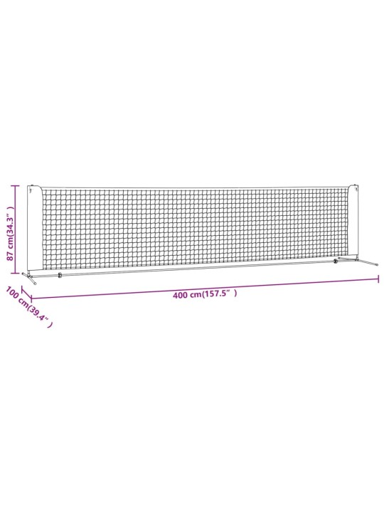 Tennisverkko musta ja punainen 400x100x87 cm polyesteri