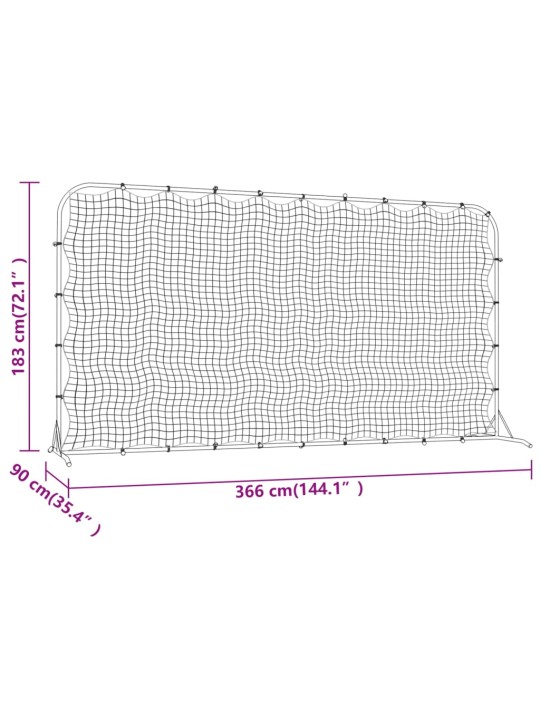 Jalkapalloverkko musta 366x90x183 cm HDPE