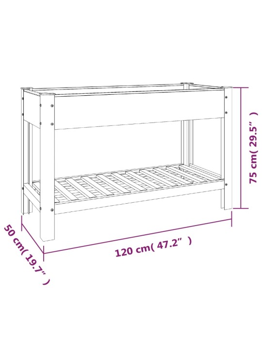 Korotettu kukkalaatikko hyllyllä harmaa 120x50x75 cm WPC