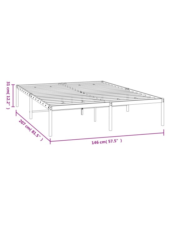 Metallinen sängynrunko musta 140x200 cm