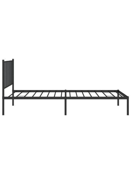 Metallinen sängynrunko päädyllä musta 90x200 cm