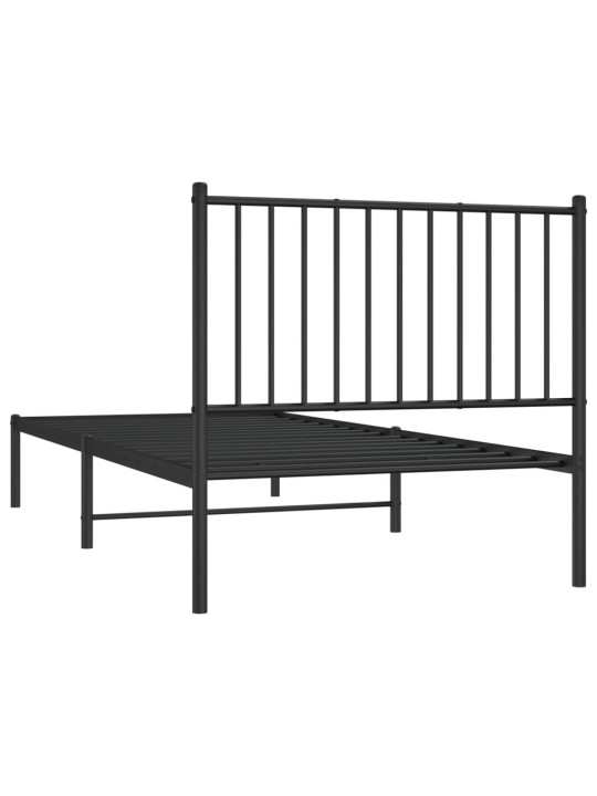 Metallinen sängynrunko päädyllä musta 90x200 cm