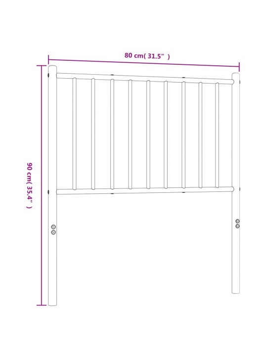 Metallinen sängynpääty musta 75 cm