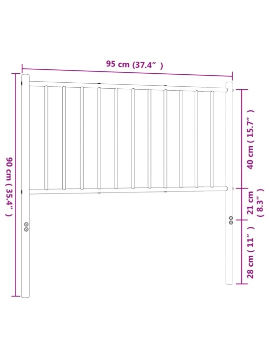 Metallinen sängynpääty musta 90 cm