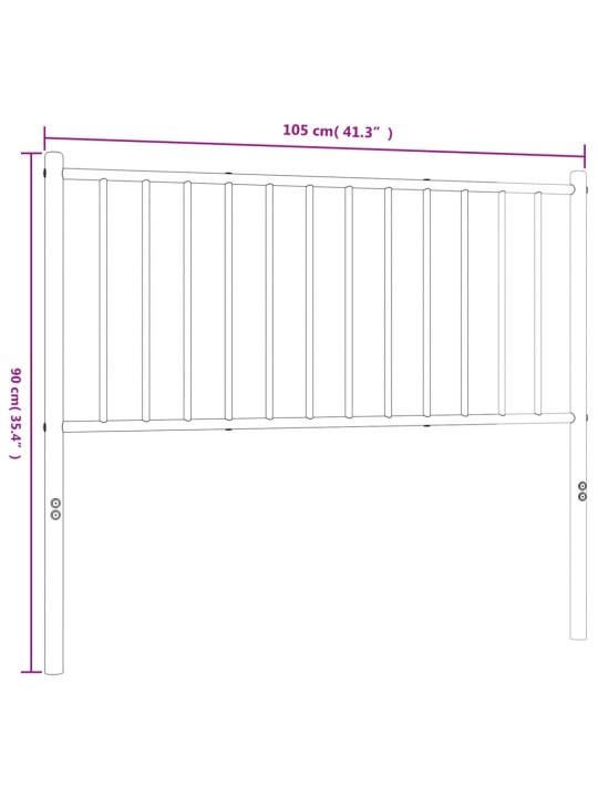 Metallinen sängynpääty musta 100 cm