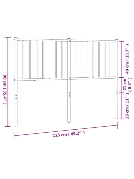 Metallinen sängynpääty musta 120 cm