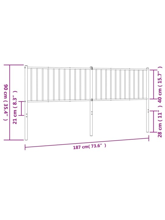 Metallinen sängynpääty musta 180 cm