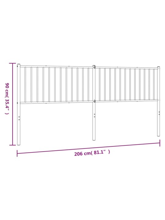 Metallinen sängynpääty musta 200 cm