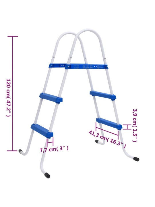 Uima-altaan tikkaat 84 cm sinivalkoinen teräs