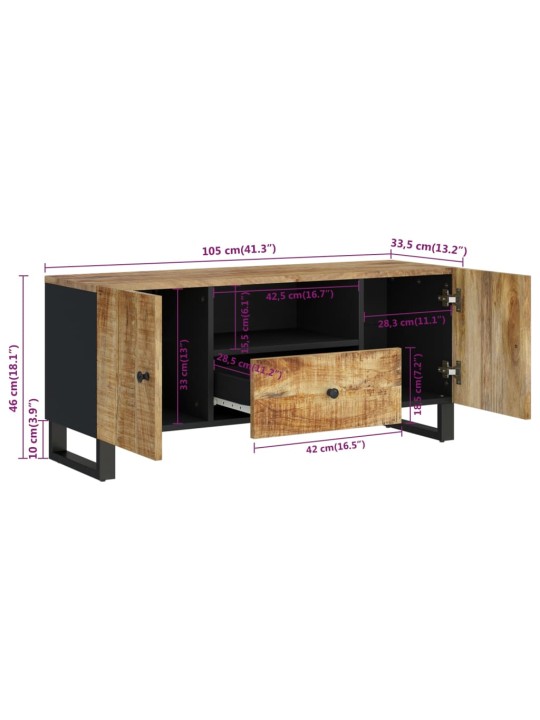 TV-taso 105x33,5x46 cm täysi mangopuu ja tekninen puu